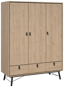 Natúr színű ruhásszekrény tölgyfa dekorral 150x200 cm Ry – Tvilum