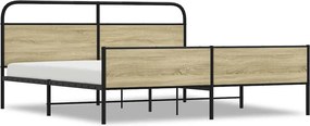 vidaXL sonoma tölgy színű fém ágykeret matrac nélkül 193 x 203 cm