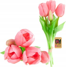 Tulipán csokor Gumírozott Szilikon Tulipán Lux rózsaszín Élő 5DB