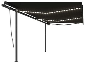 antracitszürke automata szélérzékelős és LED-es napellenző 6x3m