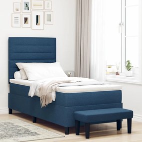 Box Spring Ágy Matraccal és Pad Blue 90x190 cm Szövet