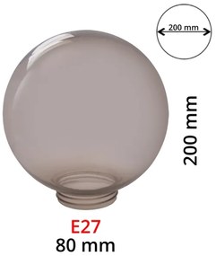 Csere füstszínű búra E27-es lámpákhoz, 20 cm átmérővel