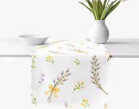 Goldea tavaszi viaszosvászon asztali futó - barka mintás 35x140 cm