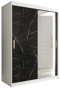 Ruhásszekrény 150 cm Marbelo T2 (matt fehér + fekete márvány). 1064591
