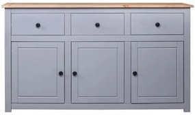 vidaXL szürke panama stílusú tömör fenyőfa tálalószekrény 135x40x80 cm