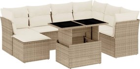 vidaXL 8 részes bézs polyrattan kerti ülőgarnitúra párnával