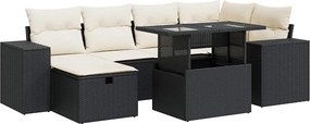 vidaXL 8 részes fekete polyrattan kerti ülőgarnitúra párnákkal