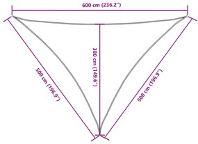 fekete háromszögű oxford-szövet napvitorla 5 x 5 x 6 m