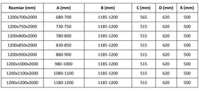 Mexen Velar L, zuhanykabin tolóajtóval 120 x 80 cm, 8 mm-es matt üveg, arany matt, 871-120-080-33-55