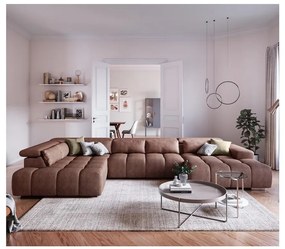 Sarokkanapé TROPEA U alakban, balos, barna, fejtámlákkal