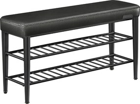 VASAGLE EKHO modern műbőr cipős pad, 100 cm, tintafekete