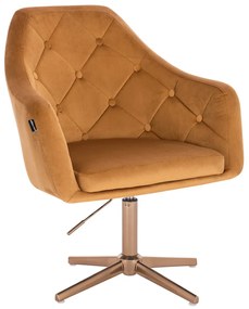 HR831CROSS Mézbarna modern velúr szék arany lábbal