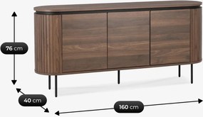 Komód 160 cm méretben, háromajtós kivitelben, dió színben BECK