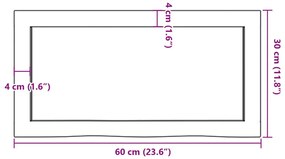 világosbarna kezelt tömör tölgyfa fali polc 60x30x(2-4) cm