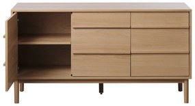 Natúr színű alacsony komód tölgyfa dekorral 75x140 cm Ponza – Unique Furniture