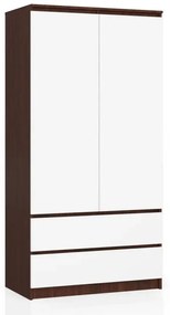 Gardróbszekrény fiókkal - Akord Furniture S90 - wenge / fehér