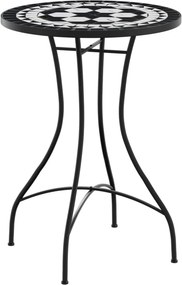 vidaXL fekete és fehér kerámia mozaikmintás bisztróasztal Ø50 x 70 cm