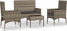 vidaXL 4 részes szürke polyrattan kerti ülőgarnitúra párnákkal