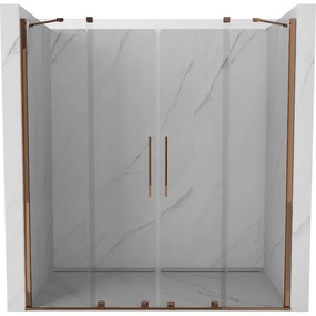 Mexen Velar Duo, nyitható tolóajtó 170x200 cm, 8mm átlátszó üveg, rózsa arany, 871-170-000-02-60