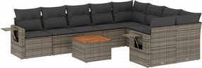 vidaXL 10 részes szürke polyrattan kerti ülőgarnitúra párnákkal