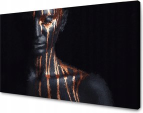 Vászonkép Fekete Nő Barna Csíkos Művészet 120x70 cm