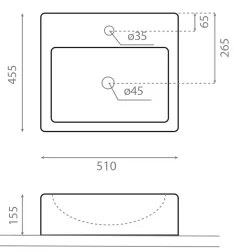 Bathco 0010 - BOLONIA ráültethető mosdó 51x45,5 cm porcelán/fehér
