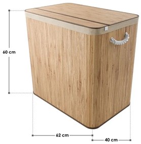 Juskys Curly bambusz kosár 150 L - természetes