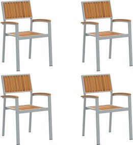 vidaXL Összecsukható Szék 4 pcs Barna 56 x 57 x 87 cm Tömör Akácfa