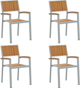 vidaXL Összecsukható Szék 4 pcs Barna 56 x 57 x 87 cm Tömör Akácfa