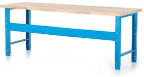 Állítható magasságú műhelyasztal Basic, előlappal, 200 x 80 cm, kék - ral 5012