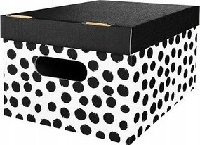 Doboz fedéllel fehér, fekete, szürke és ezüst árnyalatok, többszínű