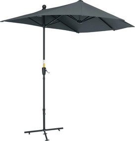 Outsunny Kerti Falernyő 200x190x240 cm Teraszi Napernyő Kézi Kurblival Acél Rúddal és Keresztalappal UV-védelemmel Teraszra Balra | Aosom