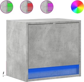 vidaXL 2 db betonszürke fali éjjeliszekrény LED-világítással