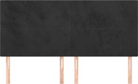 fekete bársony fejtámla 180x5x118/128 cm