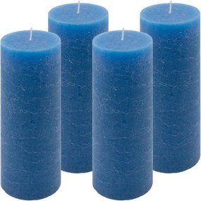 Rusztikus gyertya készlet 20 cm Ø 7,5 cm 4 db kék