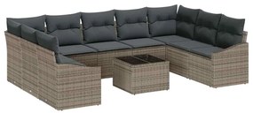 vidaXL Kanapé Szett párnával 10 pcs Szürke polirattan