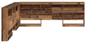 Tároló fejtámla polcokkal fejtámlával Régi fa 200 cm Faanyag
