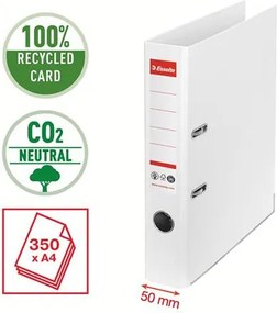 Iratrendező, 50 mm, A4, környezetbarát, élvédő sínnel, ESSELTE No.1, fehér (E627577)