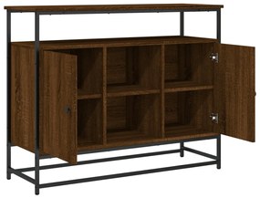 barna tölgy színű szerelt fa tálalószekrény 100 x 35 x 80 cm