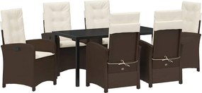 vidaXL Kert étkező szett párnával 7 pcs Barna polirattan