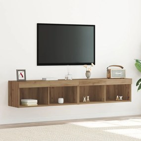 LED lámpás TV fali szekrény 2 db Artisan tölgy 80x30x30 cm