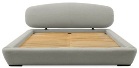 Világosszürke kárpitozott franciaágy ágyráccsal 180x200 cm Odette – Scandic