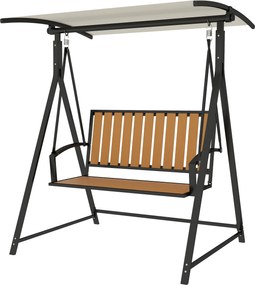 Outsunny Hollywood Swing Állítható Napernyővel, 2 Személyes Kerti Hinta, Időjárásálló Hinta Pad 240 kg-ig, Kerti Fekvőfotel Kerthez és Teraszhoz, 142