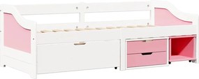 vidaXL Napozóágy 3 fiókkal matrac nélkül IRUN Fehér&Rózsaszín 90x200cm