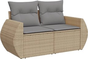 vidaXL 2 személyes bézs polyrattan kerti kanapé párnával