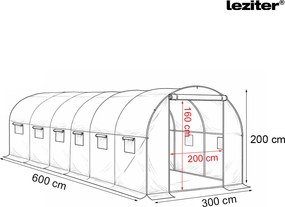 Fóliasátor 200x300x600 cm erősített vázzal+fólia fehér