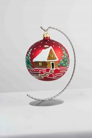 Piros matt karácsonyi gömb állványon 80