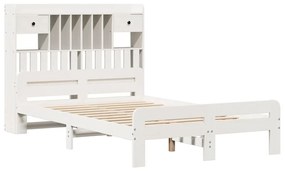 fehér tömör fenyőfa könyvespolcos ágy matrac nélkül 135x190 cm