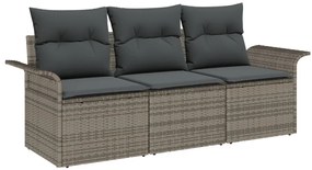Kerti Kanapé Szett párnával tárolóval 3 pcs Szürke Poli rattan