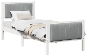 Ágykeret Fehér és világosszürke 75 x 190 cm Tömör fenyőfa